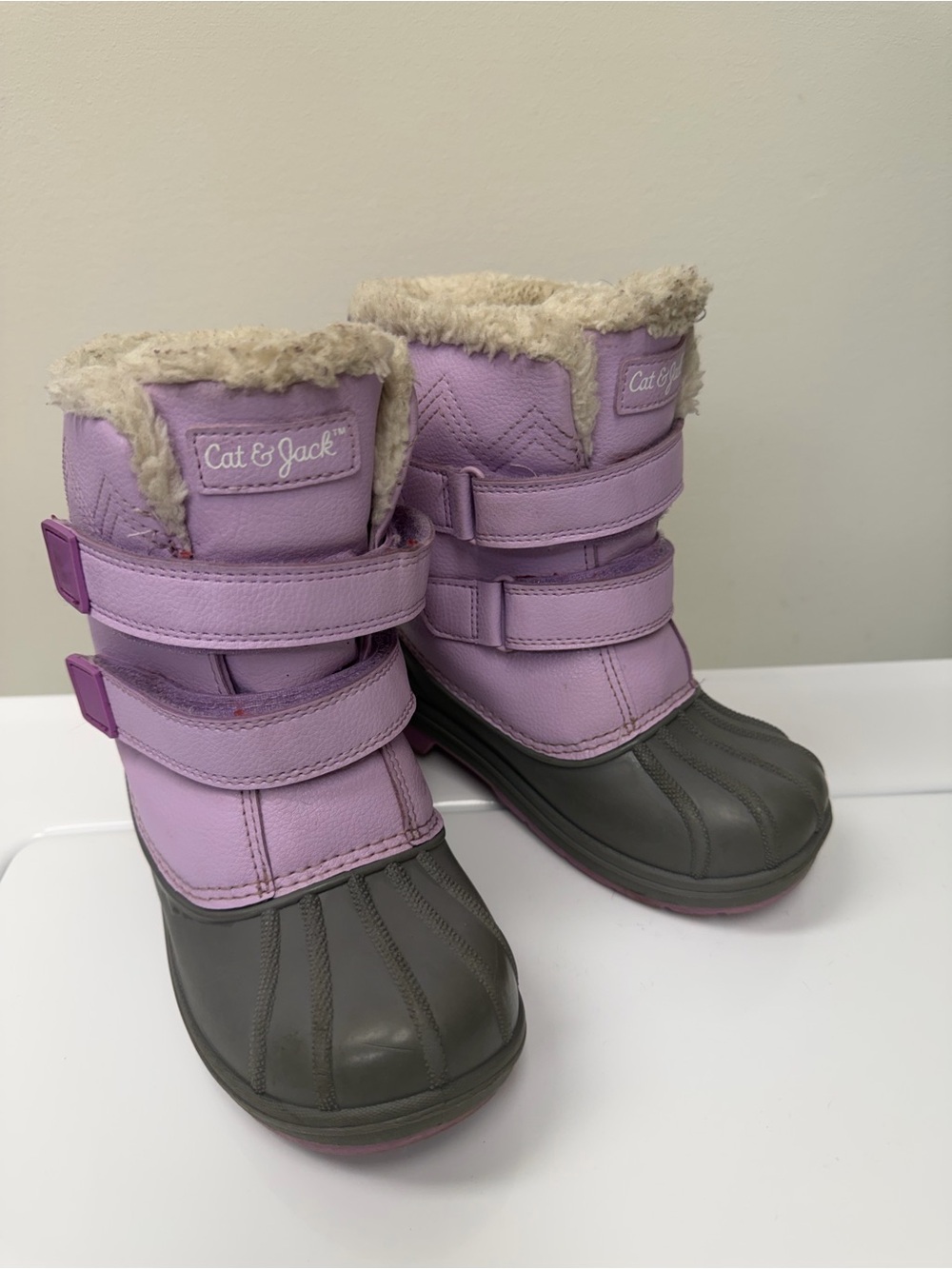 Cat & Jack Lavender and Gray Kids Snow Boots Size 12T